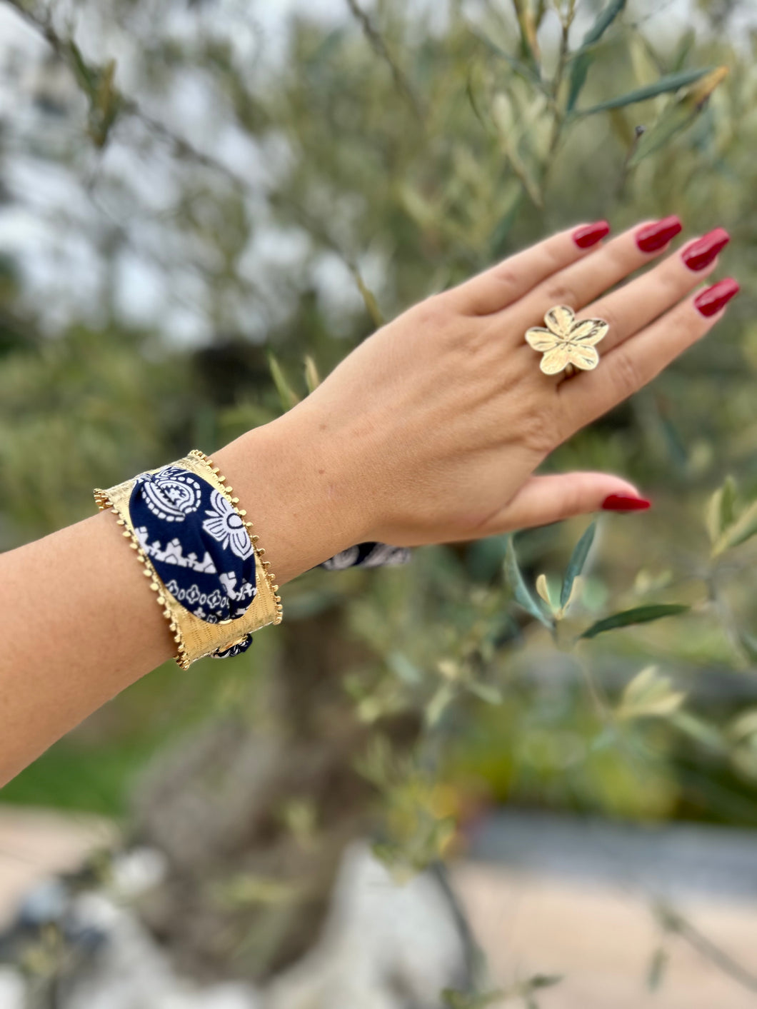 Bracelet foulard bleu marine
