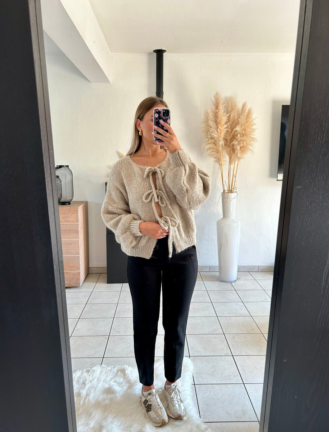 Pull à noeuds beige